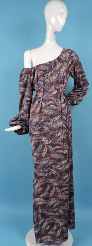 Vintage 1970’s Designer Christian Dior Long Jersey Dress W Matching Belt