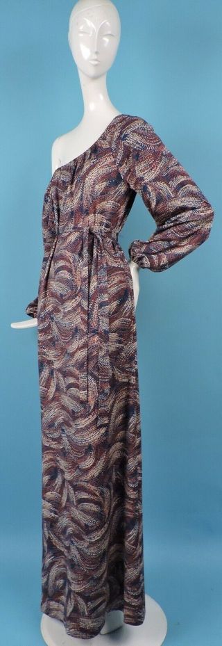 VINTAGE 1970’S DESIGNER CHRISTIAN DIOR LONG JERSEY DRESS W MATCHING BELT 3