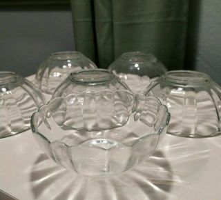 Set 6 Vintage Arcoroc France Glass Flower Petal Scalloped Rim Dessert Bowls