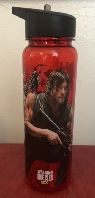 Amc The Walking Dead Daryl Dixon Zombies Red Water Bottle 9.  5 Inches Tall 2015