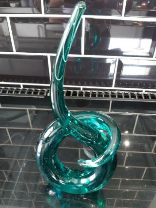 Murano Art Glass Sculpture Teal 26 Cm High No Damage