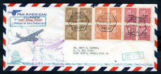Macau - 1937 Pan American First Flight Airmail Cover To San Francisco