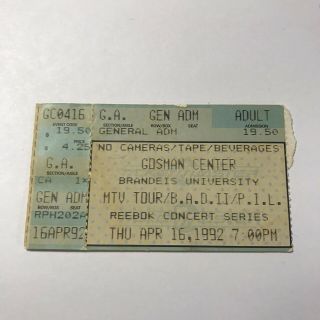Bad Ii Big Audio Dynamite Pil Public Image Ltd Concert Ticket Stub Vintage 1992