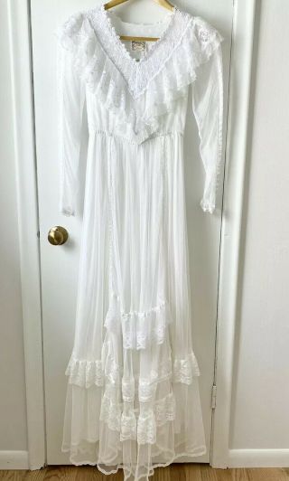 Vintage 70’s Gunne Sax By Jessica Wedding Dress Size 5 Bohemian,  Hippie,  Prairie