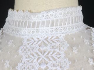 VTG 80s GUNNE SAX Romantic White Lace Dress Wedding Gown w/Ruffles & Satin 3