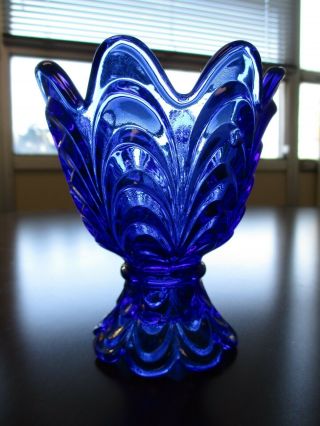 Fenton Carnival Glass Cobalt Blue 4.  5 " Footed 2 - Way Votive/ Taper Candle Holder