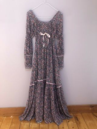 Cotton Gauze Prairie Dress Vintage Floral Gunne Sax Laura Ashley