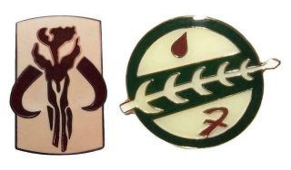 Star Wars Boba Fett Family And Mandalorian Set Of 2 Enamel Metal Logo Pins