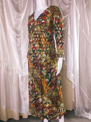 Vtg 1970s Silk Lillie Rubin Lame Lurex - Gold Party Dress - Exc Cond
