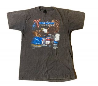 Vtg 80’s 3d Emblem Truckers Only American Trucker Single Stitch T Shirt Size S/m