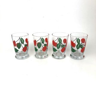 Vintage Libbey Set of 4 Cherry Stem Juice Glasses Retro Farm Swanky Swig 6 oz 2