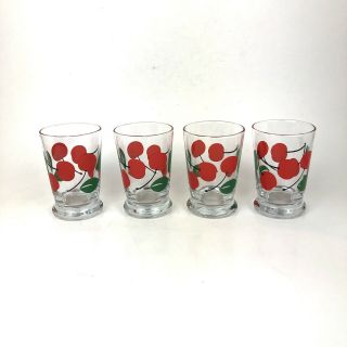 Vintage Libbey Set of 4 Cherry Stem Juice Glasses Retro Farm Swanky Swig 6 oz 3