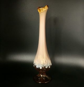 Vintage Fenton Cameo Opalescent Lily Of The Valley Bud Vase Brown Caramel Amber