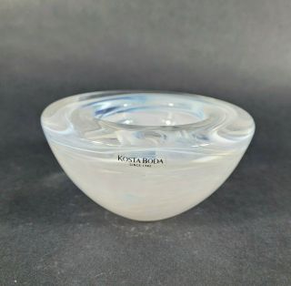 Kosta Boda Sweden Art Glass Atoll White Votive Candle Holder Bowl