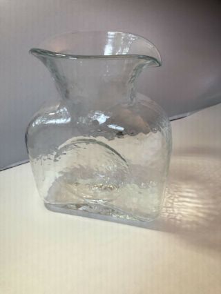 Vintage BLENKO Glass Water Bottle Carafe Double Spout Pitcher Jug Square Vase 2