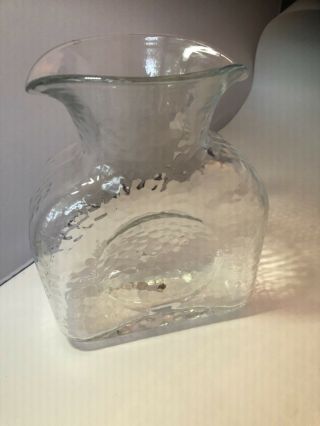 Vintage BLENKO Glass Water Bottle Carafe Double Spout Pitcher Jug Square Vase 3