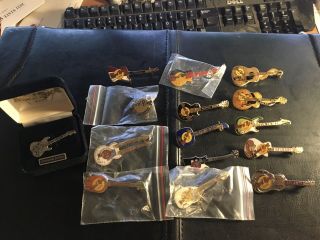 15 Different Vintage Hard Rock Cafe Pins From 1990s,  Silver,  Tokyo,  Osaka,  Etc.