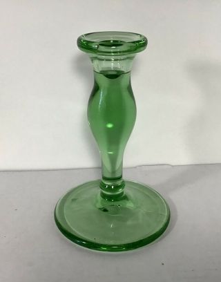 Fostoria 2269 Green Art Deco Candlestick Candle Holder,  6 1/4” Tall