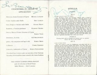 Autographed Opera Programme 1955 Otello Ramon Vinay Gre Brouwenstijn Covent Gar