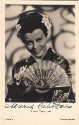Autographed Photo Of Opera Singer Maria Cebotari Soprano As Madama Butterfly