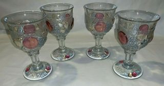 (set Of 4) Westmoreland Della Robbia 6 1/8 " Tall Water Goblets