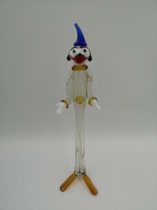 Lovely Vintage Murano Glass Figurine Clown,  26 Cm Tall