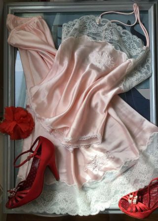 Christian Dior Vintage Pink Satin Lingerie Set - Half Slip & Camisole Medium