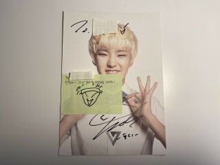 Seventeen Hoshi Kwon Soonyoung Signed Postcard Adore U 17 Carat W/ Drawing