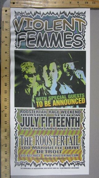 2004 Rock Concert Poster Violent Femmes Mark Arminski Signed Roostertail Detroit