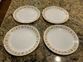 Set Of 4 Corelle Butterfly Gold Dinner Plates 10 1/4”