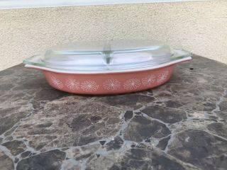 Pyrex Pink Daisy Divided Dish W Lid 1.  5qt