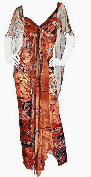 Exquisite Deadstock Nwt $990 Vintage Diane Freis Beaded Sequin Dress Gown