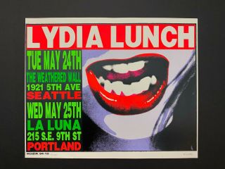 1994 Lydia Lunch Silkscreen Poster Signed & Numbered By Frank Kozik