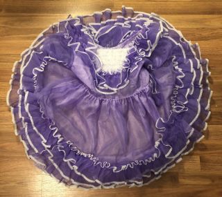 Girls Vintage Pazazz Full Circle Party Pageant Dress 10 Purple Ruffles Sheer