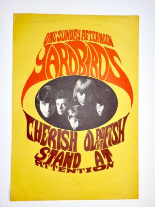 Vintage 1960s The Yardbirds Psychedelic Konst Poster 2 Sided Color / B&w