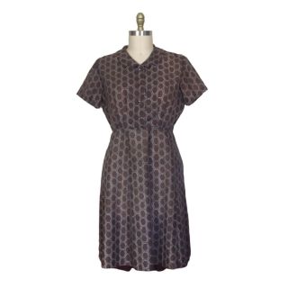 Vintage 1950s Plus Size Novelty Print Dress Waist 36 Inches