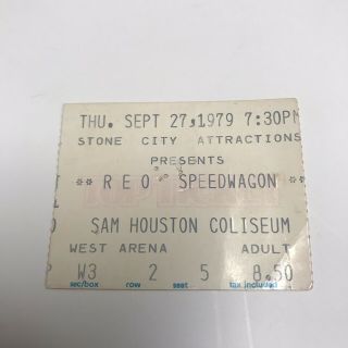 Reo Speedwagon Sam Houston Coliseum Concert Ticket Stub Vintage September 1979