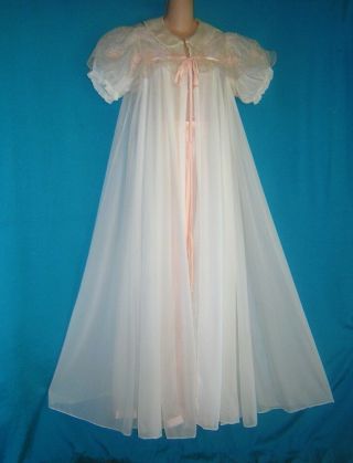 Exquisite Vintage Nylon Eye Full By Ruth Flaum Negligee & Gown Set S 50 