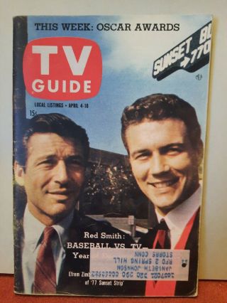 Vintage Tv Guide April 4,  1959 " 77 Sunset Strip " Cast On Cover