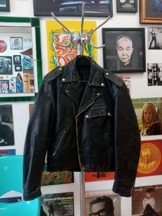 Vintage 1960’s Brooks Police Style Leather Jacket Pj27 Size 44 Usa Ship Only