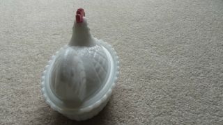 Vintage Milk Glass Hen on nest lidded dish 2