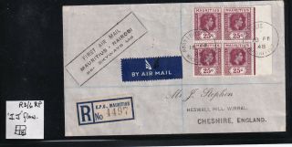 Mauritius 1948 Cover To England With Stamp Flaw On