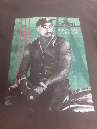 Vintage 2pac His Music Lives On Shirt.  Tupac Shakur Death Row Records Makaveli