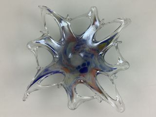 Murano Glass Starfish Bowl Glass Art 8 " Italy Multi Color Dish