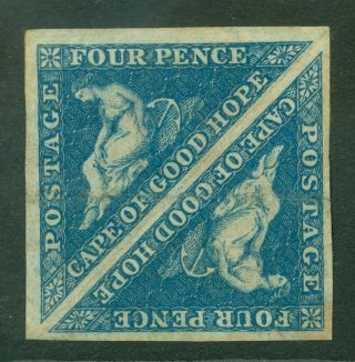 Sg 6a Cape Of Good Hope 1855 - 63.  4d Blue.  Pair Without Gum.  Full Margins.