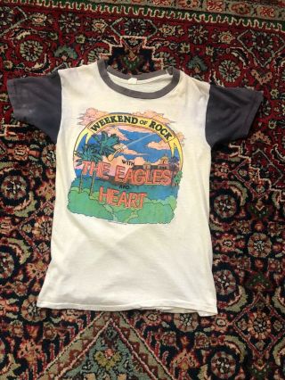Vintage 1980 Weekend Of Rock With The Eagles And Heart Band T Shirt Size Medium