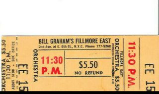 Bill Grahams Fillmore East Nyc Concert Ticket Blank