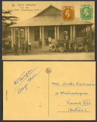 Cayman Islands Kg Old Postcard Grand Cayman Peace Memorial Town Hall George Town