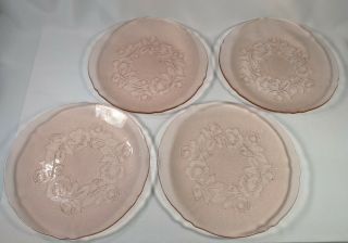 Set Of 4 Rosaline Pink Glass Dinner Plate 10 " Arcoroc France