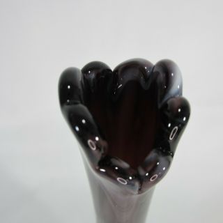 Amethyst and White Slag Glass Footed Swung Vase Smooth Untextured Design 2